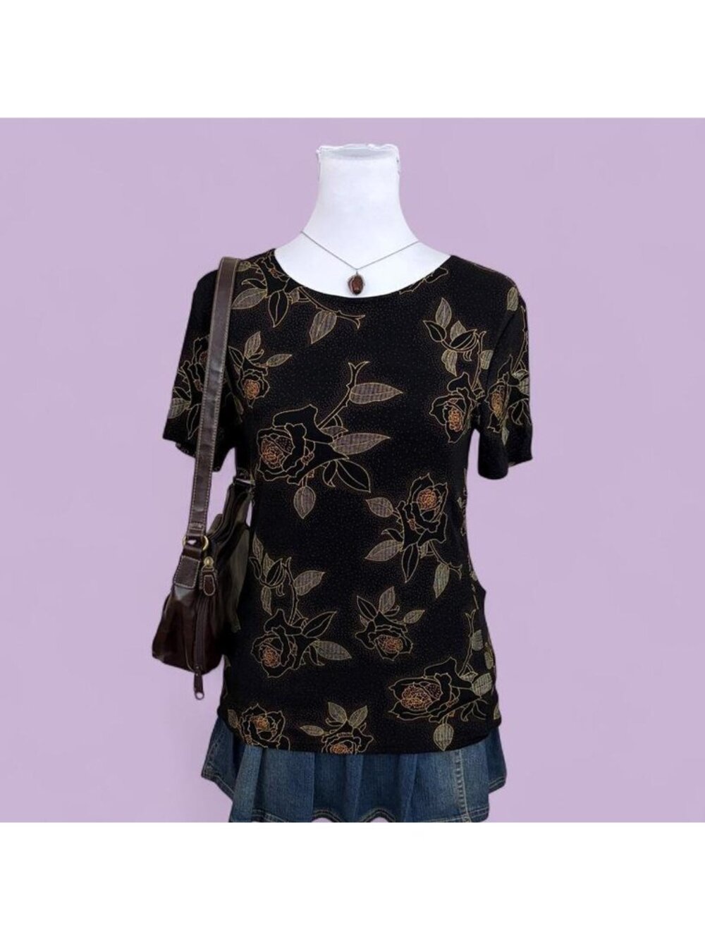 90s floral whimsygoth stretchy shirt